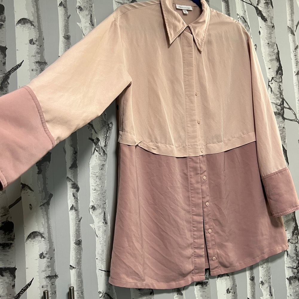 Prologue Color Block Soft Pink Blouse